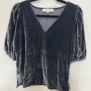 LOFT Women's Black Velvet Top